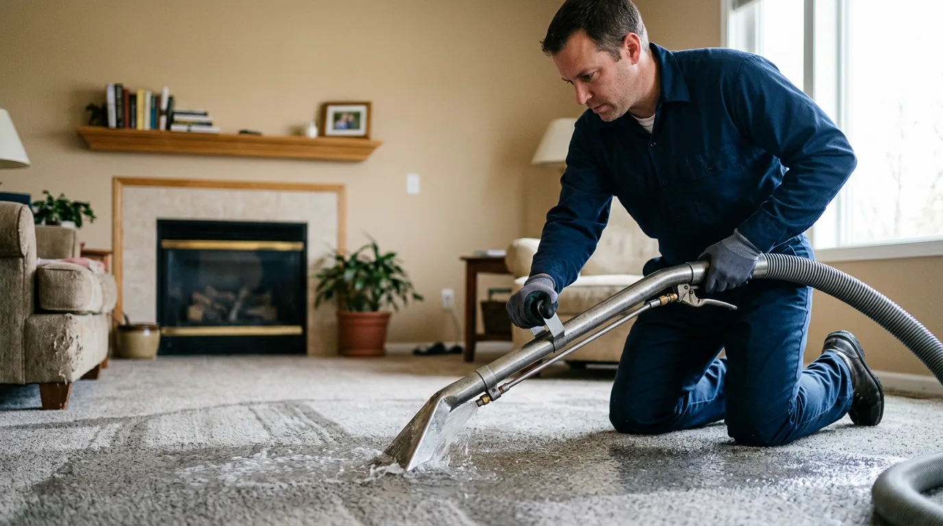 Water damage restoration technician working near Eufaula, OK